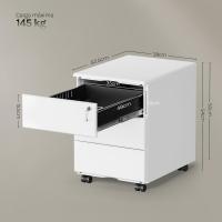Archivador Móvil con Cerradura Cajonera con Ruedas para Archivos A4 Mueble Archivador Metálico para Oficina Blanco SK024ws - details 2