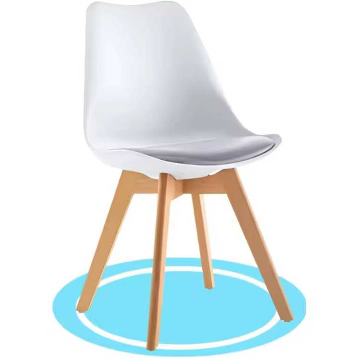 Asiento Blando, Tapizado y Patas de Madera de Haya Resistente, Blanco, 2 Sillas - 1