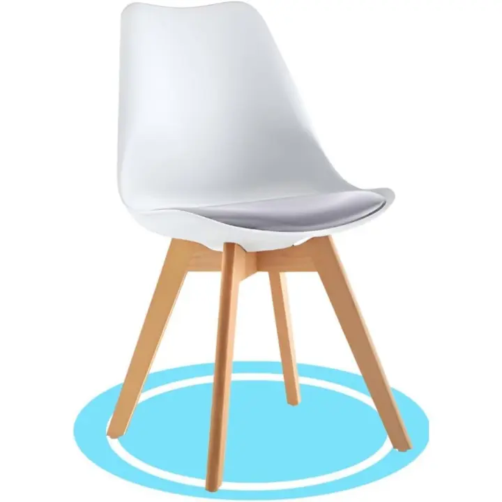 Asiento Blando, Tapizado y Patas de Madera de Haya Resistente, Blanco, 2 Sillas - 1