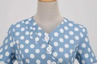 Vestido de Verano Retro Hepburn 2025 Cuello en V, Manga Corta, Botón Frontal, Vestido Midi de Algodón con Puntos Vintage para Mujeres - details 9