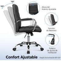 Silla de Oficina Ajustable de Altura Asiento Sintético con Espalda Comodable Negro - details 3
