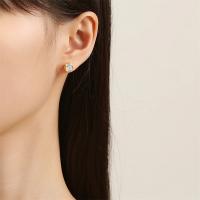 Pendientes de Moissanita de Oro 18K Corte Redondo de Oro Sólido para Mujeres - details 2