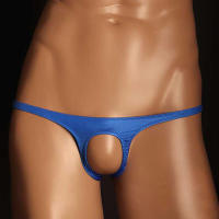 Bragas sexys Tanga y bolsa abierta con agujero frontal para hombres, ropa interior erótica, lencería de seda transpirable, cintura alta elástica - details 5