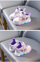 Zapatillas deportivas con luces LED para niños y niñas, zapatos para correr, zapatillas de Velcro antideslizantes luminosas, Sakura kawaii - details 6