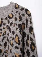 TRAFZA-para Mujer, Jersey elegante con estampado de leopardo y Jacquard, jersey de manga larga con cuello redondo, Top tejido - details 8