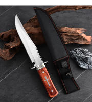 Cuchillo De Acero Inoxidable Con Mango De Madera Para Camping Y Caza Táctica Herramientas De Sobrevivencia Para Auto Defensa - details 7
