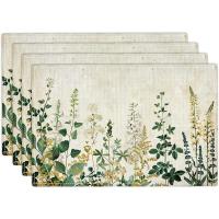 4 piezas de manteles de tela para el hogar rectangulares lavables de poliéster vintage floral rural, fiesta - details 1