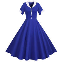 Vestido midi elegante e informal de verano para mujer, de línea A, manga corta, liso, para fiesta. - details 2