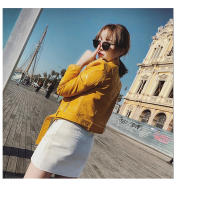 Chaqueta de piel sintética para mujeres, chaqueta bomber de motocicleta, chaquetas cortas de manga larga, chaquetas casuales pun - details 4