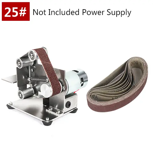 Minilijadora eléctrica de banda, máquina pulidora de 110V/220V, cortador de bordes, afilador multifuncional, 7 velocidades ajustables - 1