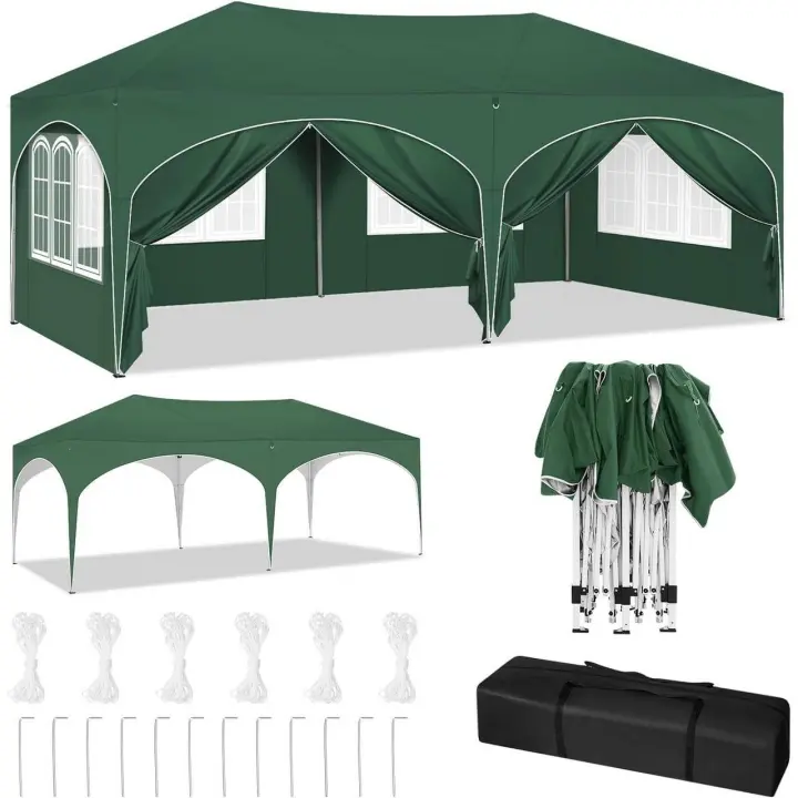 Carpa de 3x6m con 6 Paredes Tent de Fiesta Impermeable, Protección UV 50+, Altura Ajustable - 1