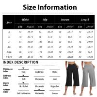 2024 primavera y verano mujeres elástico cintura alta 3/4 pantalón sólido Casual ajuste activo pantalones de pierna Capris anchos pantalones con bolsillos - details 13