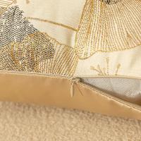 Fundas de Almohada Decorativas de Lujo para Sala de Estar Diseño de Hojas de Ginkgo Bronceado Dorado Estilo Nórdico para Sofá - details 5
