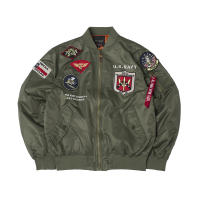 Chaqueta de vuelo de piloto de satén para hombre, cortavientos militar bordado a prueba de viento, primavera fina y verano - details 1
