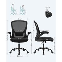 Silla de Oficina para el Hogar Lona, Soporte Lumbar Acolchado, Mecánica Basculante, Ancho de 53 cm, Brazo Acolchado Ajustable, Negro OBN37BK - details 2