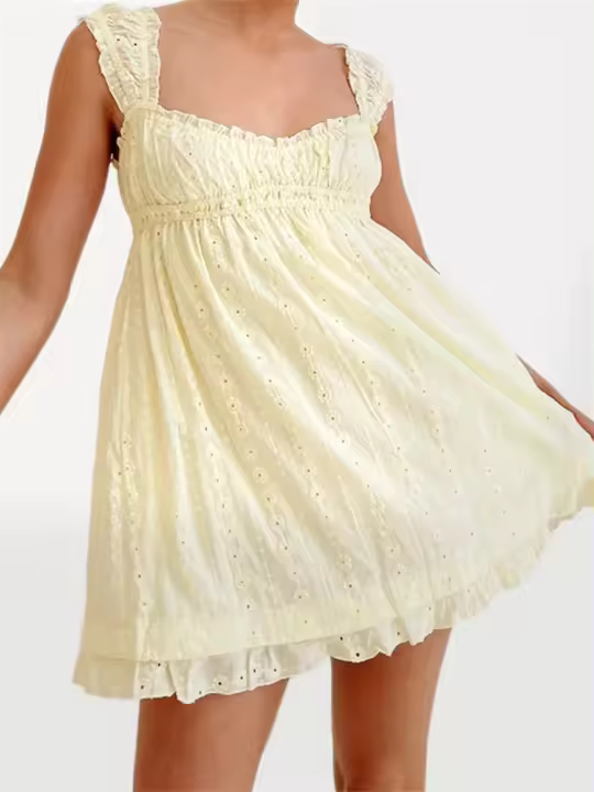 Vestido de verano sin mangas para mujer, vestido holgado con bordado Floral, corte en A, para fiesta, playa, Club, ropa de calle - 1