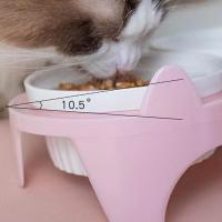Colorful Cat Bowl Ceramic Cervical Protection Pet Feeding Bowl High Foot Diagonal Double Bowl Water Bowl For Drinking Feeding - details 4