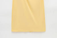 TRAFZA 2025, vestidos largos elegantes de verano para mujer, vestidos amarillos con cuello redondo y pliegues decorados con cremallera, vestido sin mangas con abertura a la moda para mujer - details 11