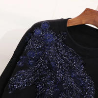 Chándal de mujer con bordado de cuentas de flores, suéter casual, top, pantalones largos de punto, traje de otoño e invierno - details 4