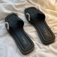 Zapatillas planas informales con suela suave y lazo para mujer, sandalias deslizantes de perlas antideslizantes de PVC, zapatos de playa de tacón bajo, ropa de playa - details 8