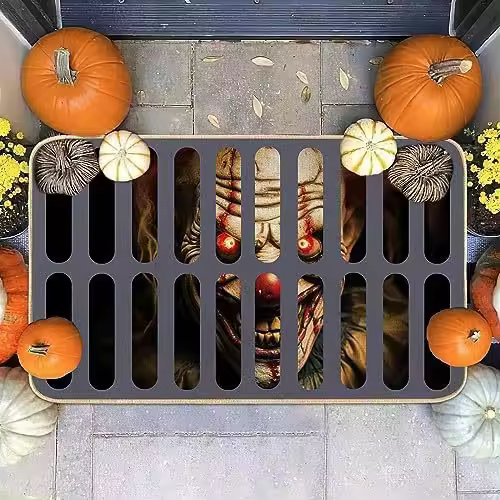 Felpudo de Terror Divertido, alfombra de Halloween, impresión de Terror 3D, estera de Puerta de Payaso para decoración de halloween - 1