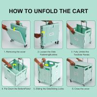 Carrito de Utilidad Plegable Portátil Caja de Herramientas con Tapa Cesta para Compras con 4 Ruedas Giratorias Ideal para Compras, Oficina, Viajes, Acampar - details 4