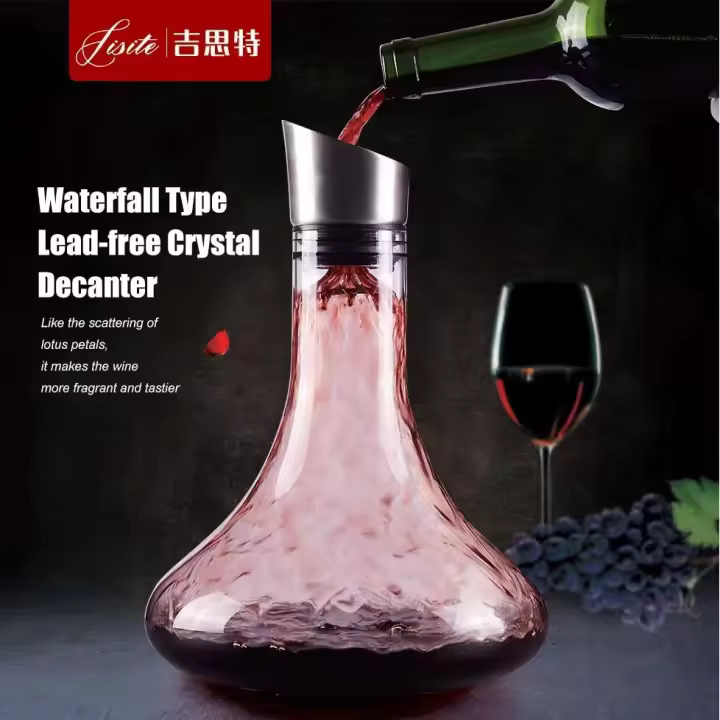 Botella de vidrio sin plomo, lata de vino tinto con aireador incorporado, accesorio para botella rápida - 1