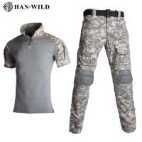 Hanye Traje de entrenamiento táctico de 10 bolsillos, camisa de camuflaje para senderismo y camping, protector de cinturón - details 6