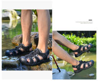 Sandalias de cuero de verano para hombre, zapatos de playa transpirables, cómodas sandalias suaves para caminar y senderismo, sandalias atléticas antideslizantes para exteriores - details 11
