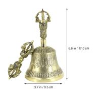 Tarro de Vra de Cobre Puro de Nepal Hecho a Mano Utensilios de Dharma de Estilo Brasso de Cinco Hebras Campana Decorativa para Puja - details 3