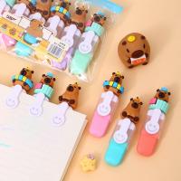 Capybara-rotuladores fluorescentes de dibujos animados, subrayadores de colores Pastel, Macaron, papelería bonita, 6 unidades por juego - details 1