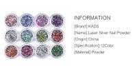 KADS-Polvo de brillo plateado de alto brillo para decoración de uñas, juego de 12 colores - details 1