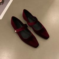 Zapatos de Ballet de Terciopelo Elegante con Cierre de Perlas Acampanadas Bajas para Mujeres - details 3