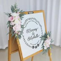 Kit de flores artificiales para arco de boda, eucalipto azul Rosa polvoriento bohemio para decoraciones de boda, letrero de bienvenida, 1 Juego - details 1