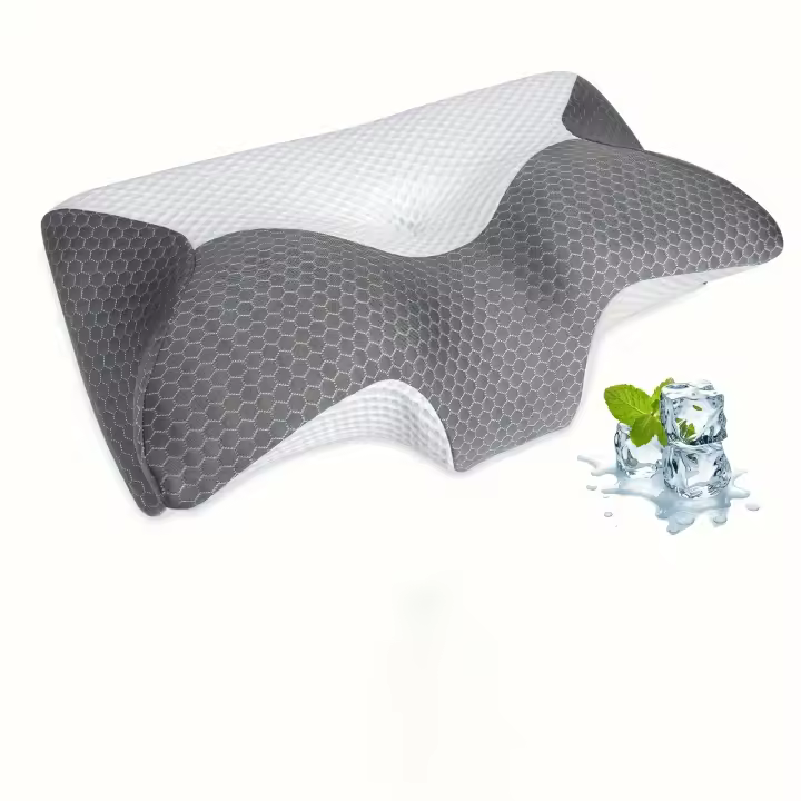 Viscoelástica cervical es almohada para el dolor de cuello y hombros, ergonómica, ortopédica, para dormir de lado - 1