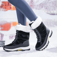 Botas de nieve con cordones para mujer con suela gruesa de terciopelo, zapatos cálidos de algodón del noreste antideslizantes de invierno, de gran tamaño - details 1