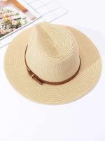 Sombrero de copa de jazz para mujer, sombrero de protección solar y sombrilla tejido de paja para primavera y verano para hombre y mujer - details 3