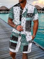 2025 verano de los hombres de impresión a cuadros camisa casual versátil traje. - details 8