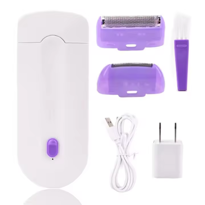 Depiladora recargable por USB para mujer, afeitadora corporal portátil, afeitadora giratoria para cara, pierna, Bikini, labios, removedor de pelo, enchufe estadounidense - 1