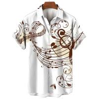 Moda Verano 2023 Camisa de Cuello Redondo con Estampado de Simbolo de Música - details 7