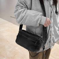 Bolso de lona vaquero Y2K portátil, bolso Vintage de gran capacidad estilo callejero, bolso de compras, bolso cruzado sólido de Color sólido para estudiantes - details 5