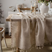 Mantel Redondo de Algodón con Borlas Cubierta de Mesa a Prueba de Polvo para Cocina y Comedor - details 3