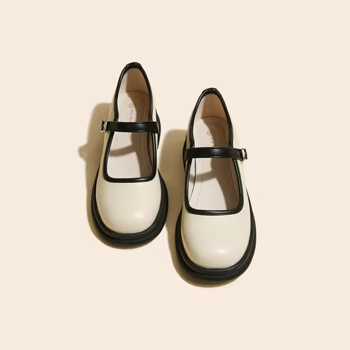 Nuevo Four Seasons Commuter francés boca ligera plataforma tacón zapatos de las mujeres británico pequeño zapatos de cuero - 1