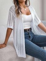 Cárdigan de punto elegante para mujer, a prueba de sol, camisetas huecas de manga corta para primavera y verano - details 9