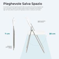 Silla Plegable para Ahorrar Espacio, Silla de Comedor para Interior y Exterior con Estructura de Acero, 42x38x78 cm (Blanco, 6) - details 19