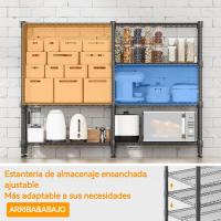 Estanterías de Almacenamiento de 4 Niveles Estantería de Alambre Metálico para Almacenamiento Estantería Ajustable en Altura Estanterías para Despensa Estantería de Cocina, 152*35*152cm Negro - details 3