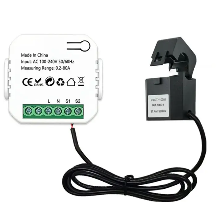 ZigBee-Medidor de energía inteligente con abrazadera, Monitor con aplicación, KWh, voltaje, consumo de energía, 110V, 240V, Tuya, 80A - 1