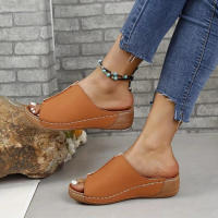 Sandalias de Cuña para Mujer Nueva Moda de Verano Punta Abierta Cómodas Transpirables con Hebilla Zapatos para Mujer Color Blanco - details 2