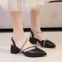 Verano poco profundo encaje tacones altos nuevas puntiagudas cerradas moda sandalias zapatos de mujer fiesta boda - details 0