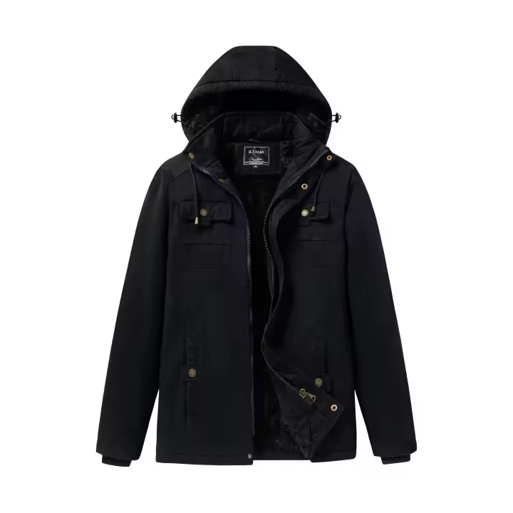Chaqueta de Invierno de Vellón Grueso CHAIFENKO Abrigo Versátil Casual con Gorro Desmontable para Hombres Moda al Aire Libre - 1